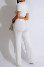 Short Sleeve Cropped Top Pants Set Lavish Daily