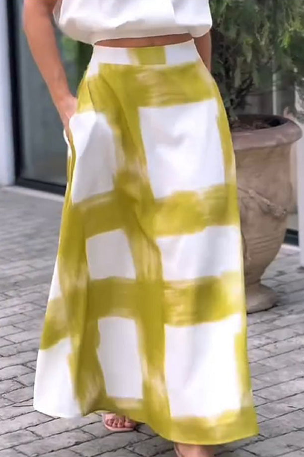 Plaid Print A-Line Long Skirt Lavish Daily