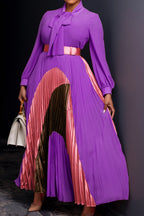 Long-Sleeved Top Elegant Pleated Dress Lavish Daily