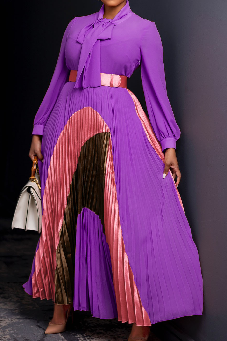 Long-Sleeved Top Elegant Pleated Dress Lavish Daily