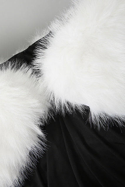 Faux Fur Trim Fitted Crop Jumpsuit Lavish Daily