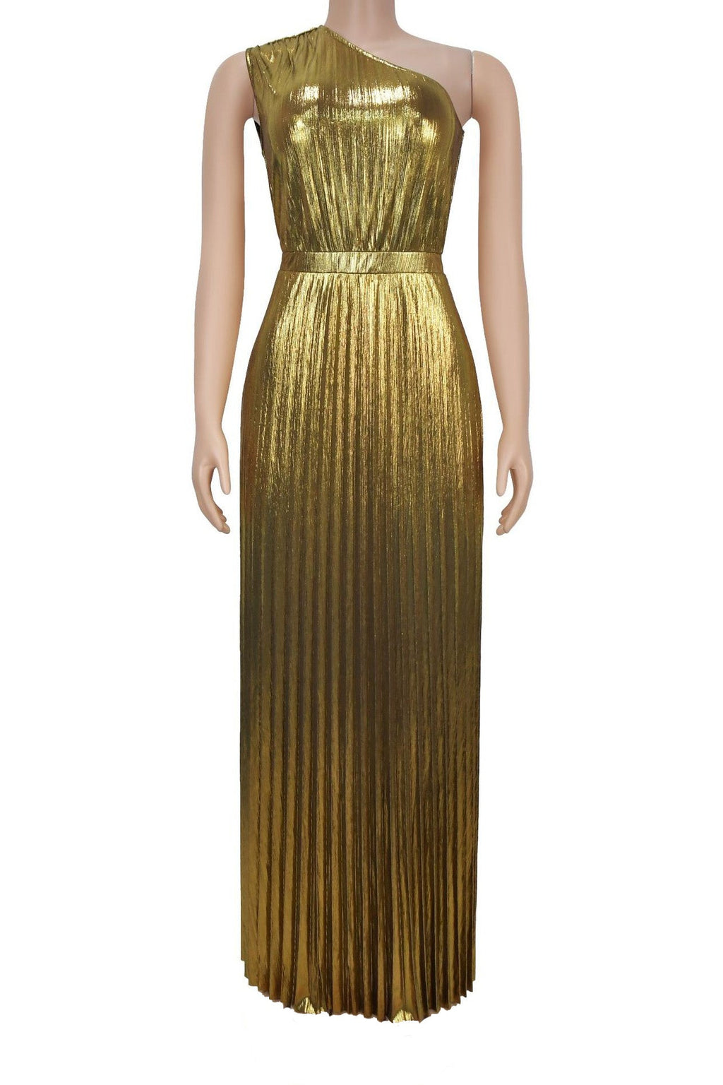 Metallic One-Shoulder Maxi Dress Lavish Daily