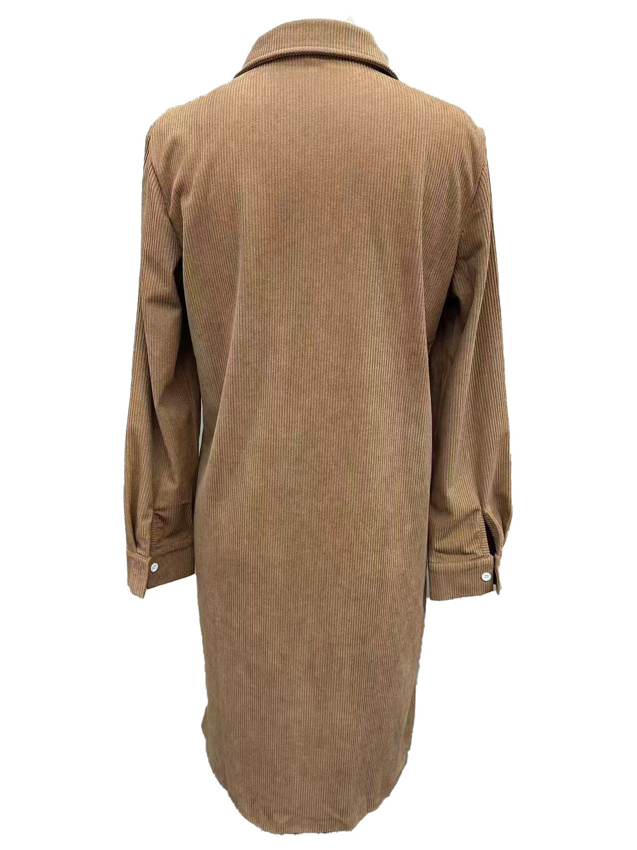 Single Breasted Pocket Shirt Style Midi Dress LavishDaily