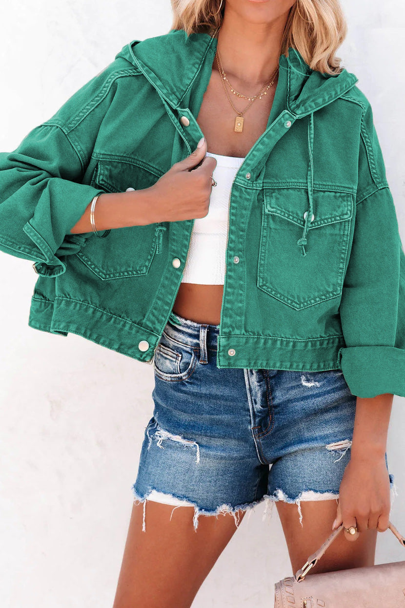 Loose Fit Hooded Denim Jacket Lavish Daily