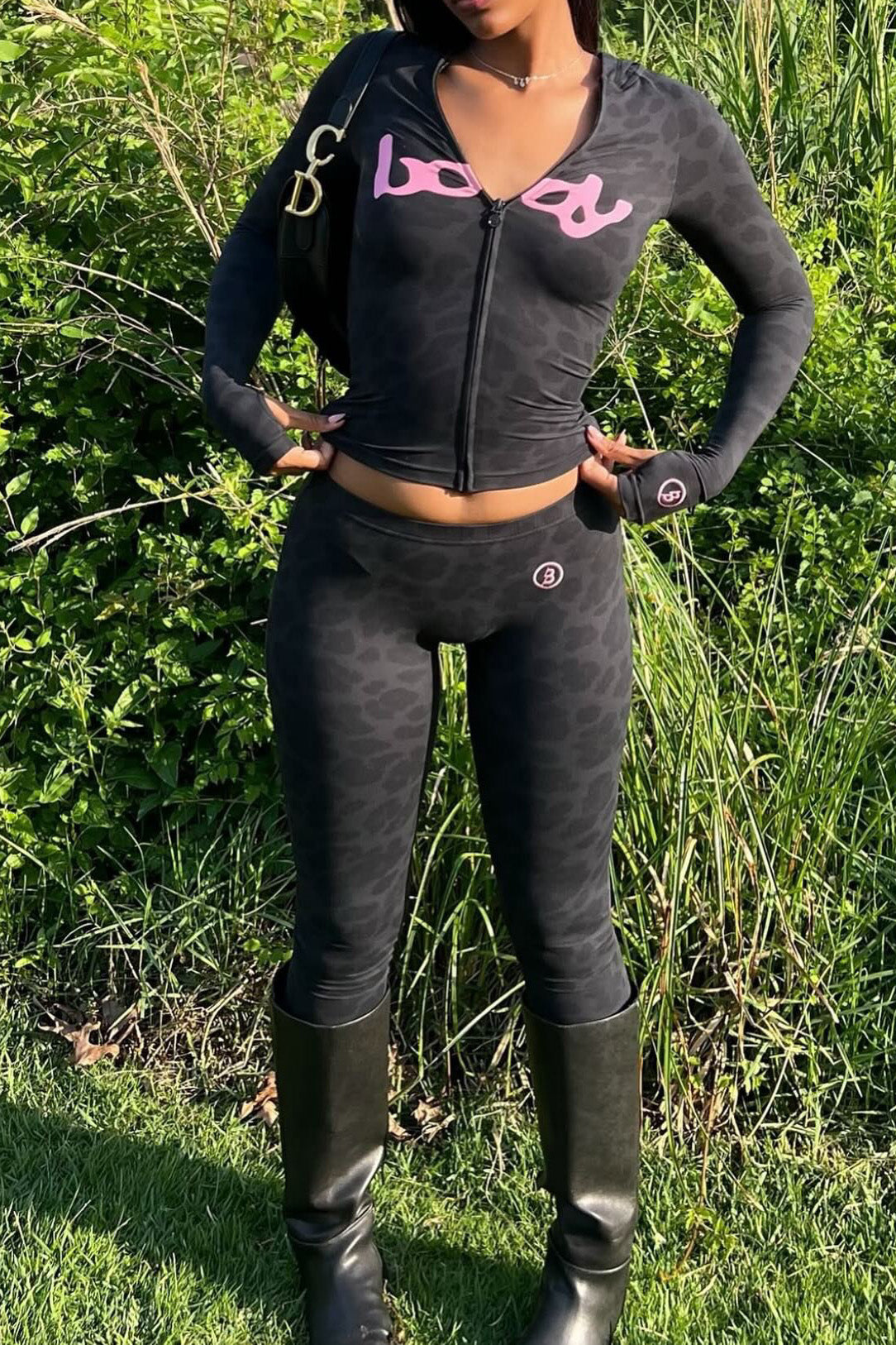 Print Long Sleeve Hooded Top Slim Fit Pants Set Lavish Daily