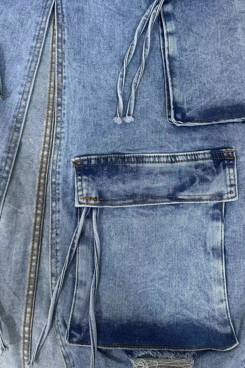 Slit Ripped Pocket Cargo Denim Skirt Lavish Daily