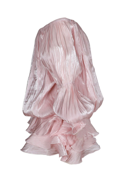 Plisse Off-Shoulder Tiered Mini Dress Lavish Daily