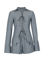 Striped Tie Front Shirt & Shorts Set Lavish Daily