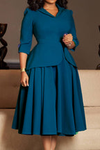 Plus Size Three Quarter Sleeve Blazer Dress Lavish Daily