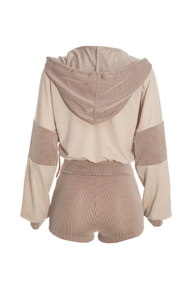Contrast-Panel Zip Hoodie & Shorts Set Lavish Daily