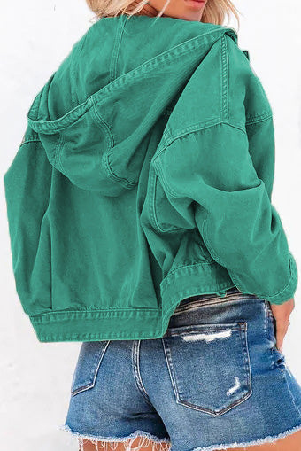 Loose Fit Hooded Denim Jacket Lavish Daily