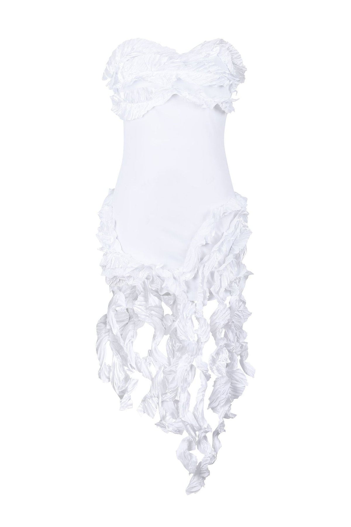 Strapless 3D Ruffle Asymmetrical Dress Lavish Daily