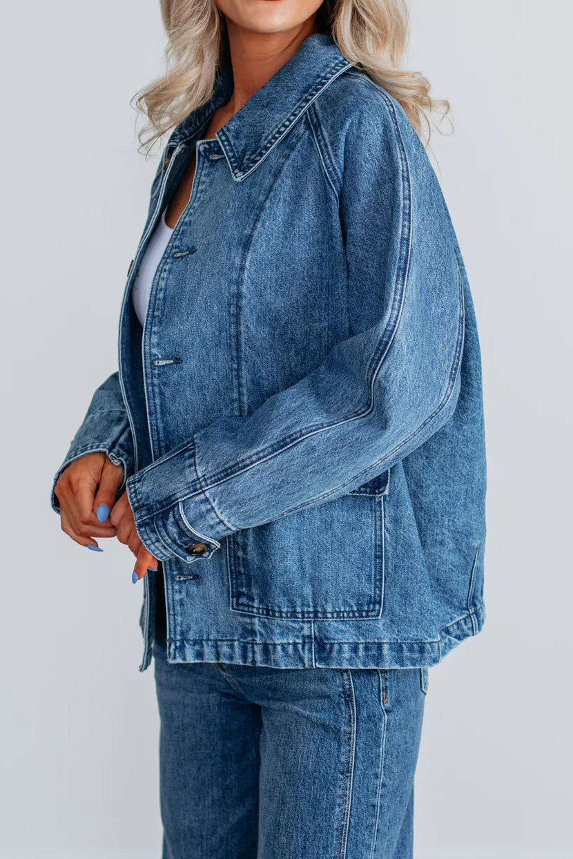 Single-Breasted Denim Jacket Lavish Daily