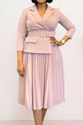 Elegant Blazer Collar Pleated Dress Lavish Daily