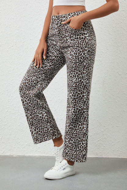 Leopard Print Loose Fit Denim Jeans Lavish Daily