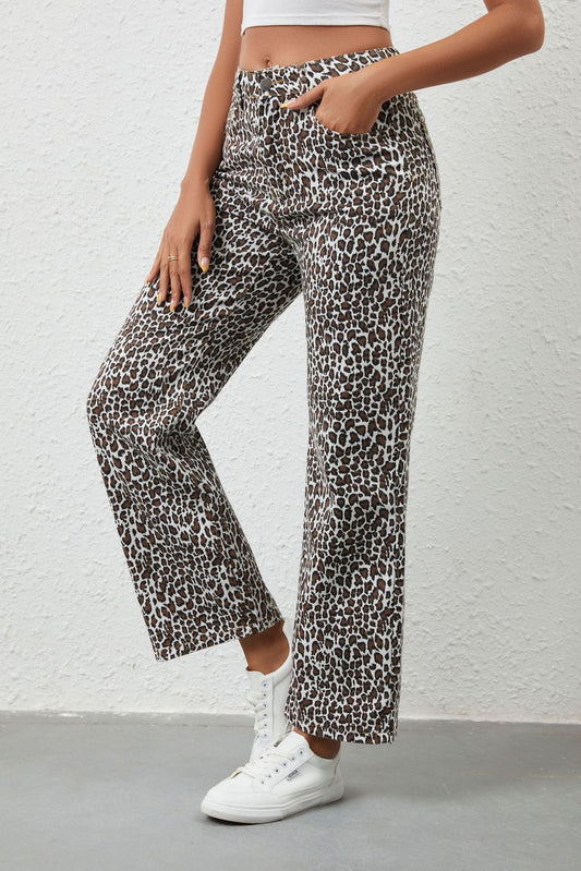 Leopard Print Loose Fit Denim Jeans Lavish Daily