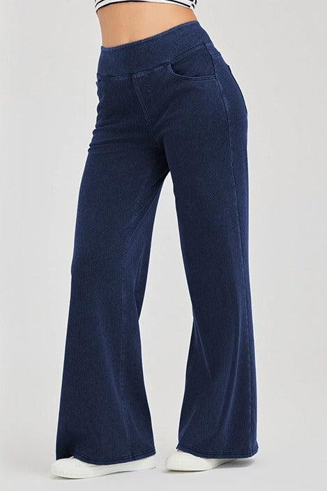 High-Stretch Wide Leg Yoga Jeans LavishDaily