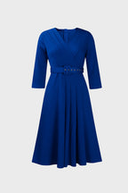 V-Neck Wrinkled Midi Dress Lavish Daily