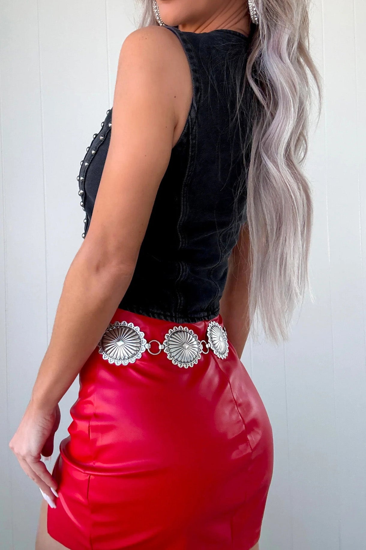 Sleeveless Studded Denim Vest Lavish Daily