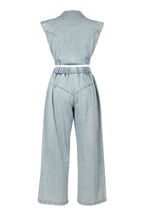 Zip-Up Vest High-Rise Wide Leg Pants Denim Set Lavish Daily