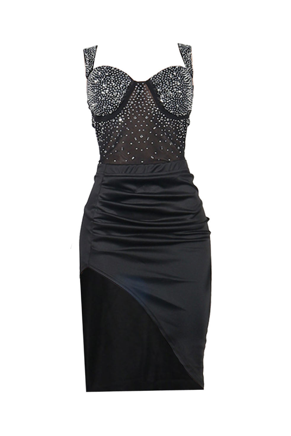 Rhinestone Bodysuit & Pencil Skirt Skirt Set Lavish Daily