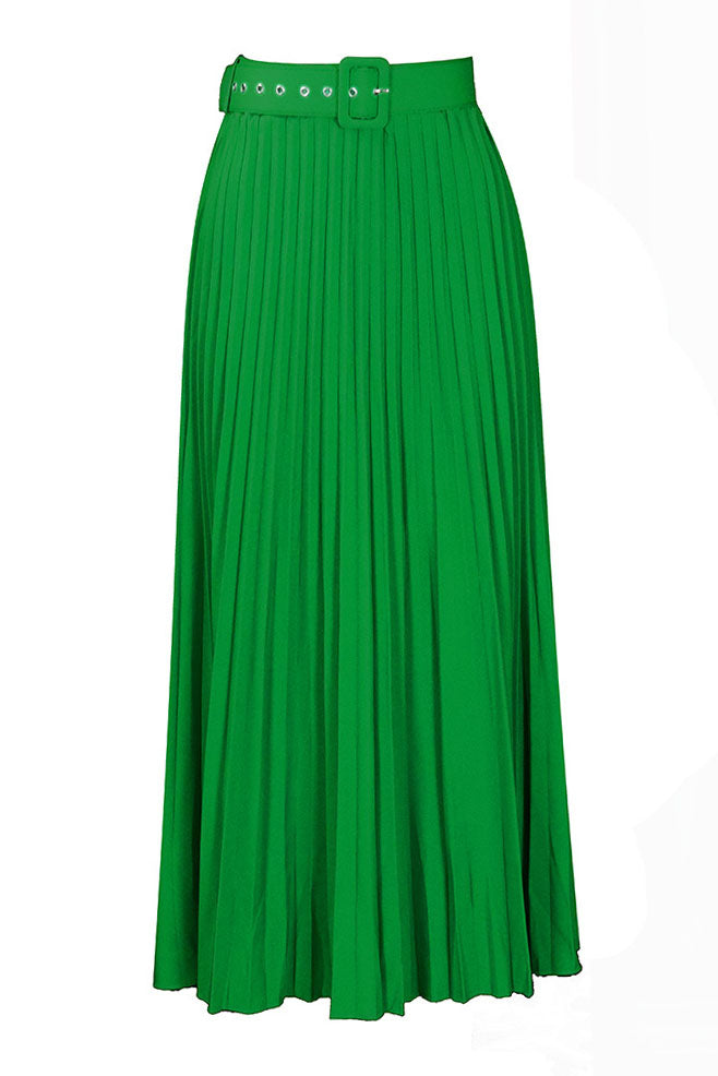 High Waist Pleated Midi Skirt Lavish Daily