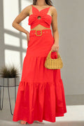 Tie-Up Tiered Maxi Skirt Set Lavish Daily