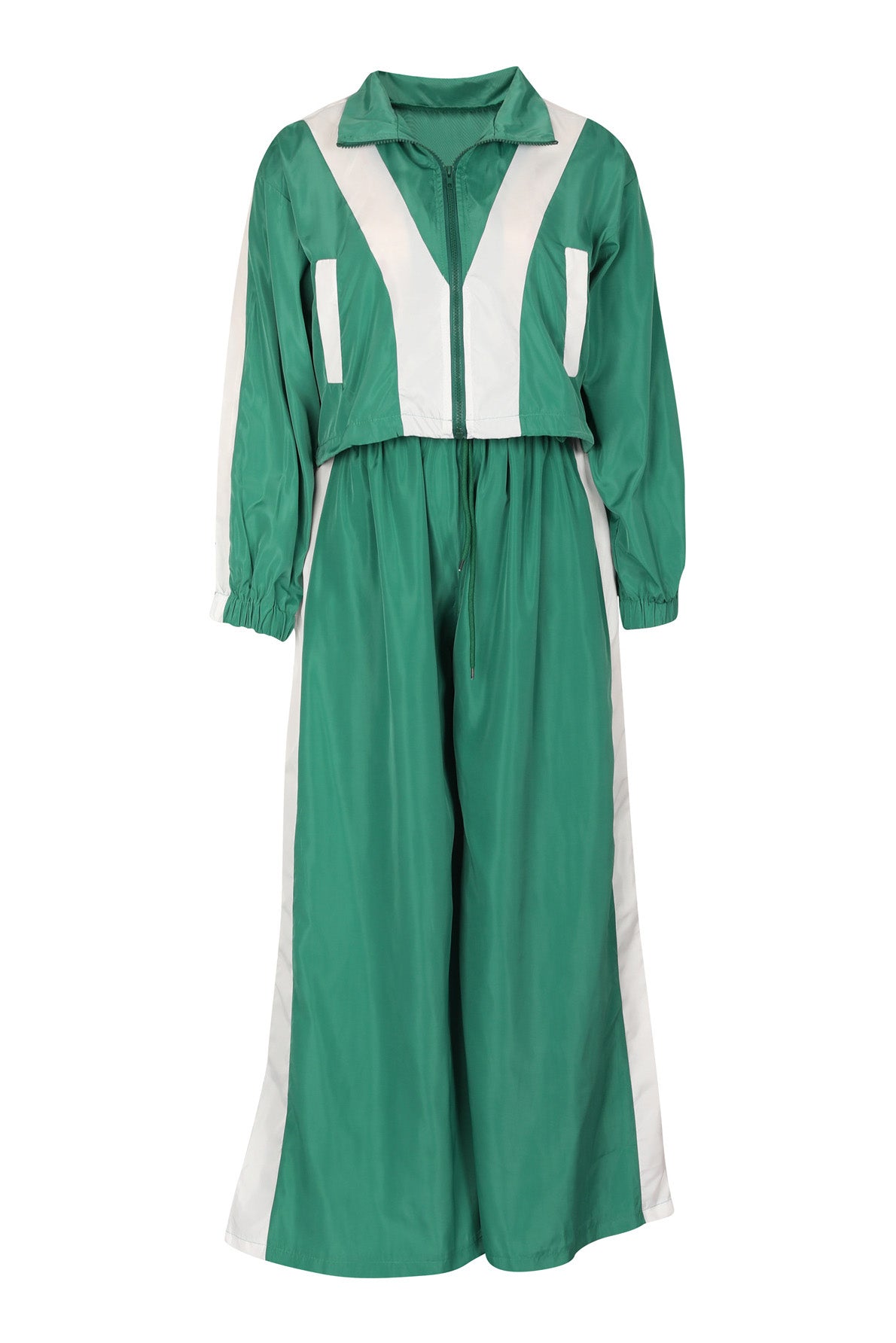 Color-Block Windbreaker & Wide-Leg Set Lavish Daily