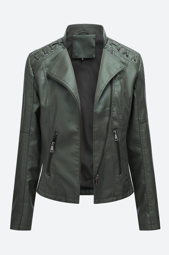 Women Classic Leather Jacket Lavish Daily
