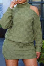 Turtleneck Cutout Sweater & Skirt Set Lavish Daily
