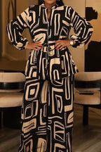 Printed Stand Collar Drawstring Waist 2-Piece Set Lavish Daily