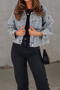 Diamond Denim Rhinestone Jacket Lavish Daily