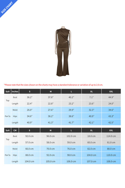 Ruched Mock Neck & Flare Pant Set Lavish Daily