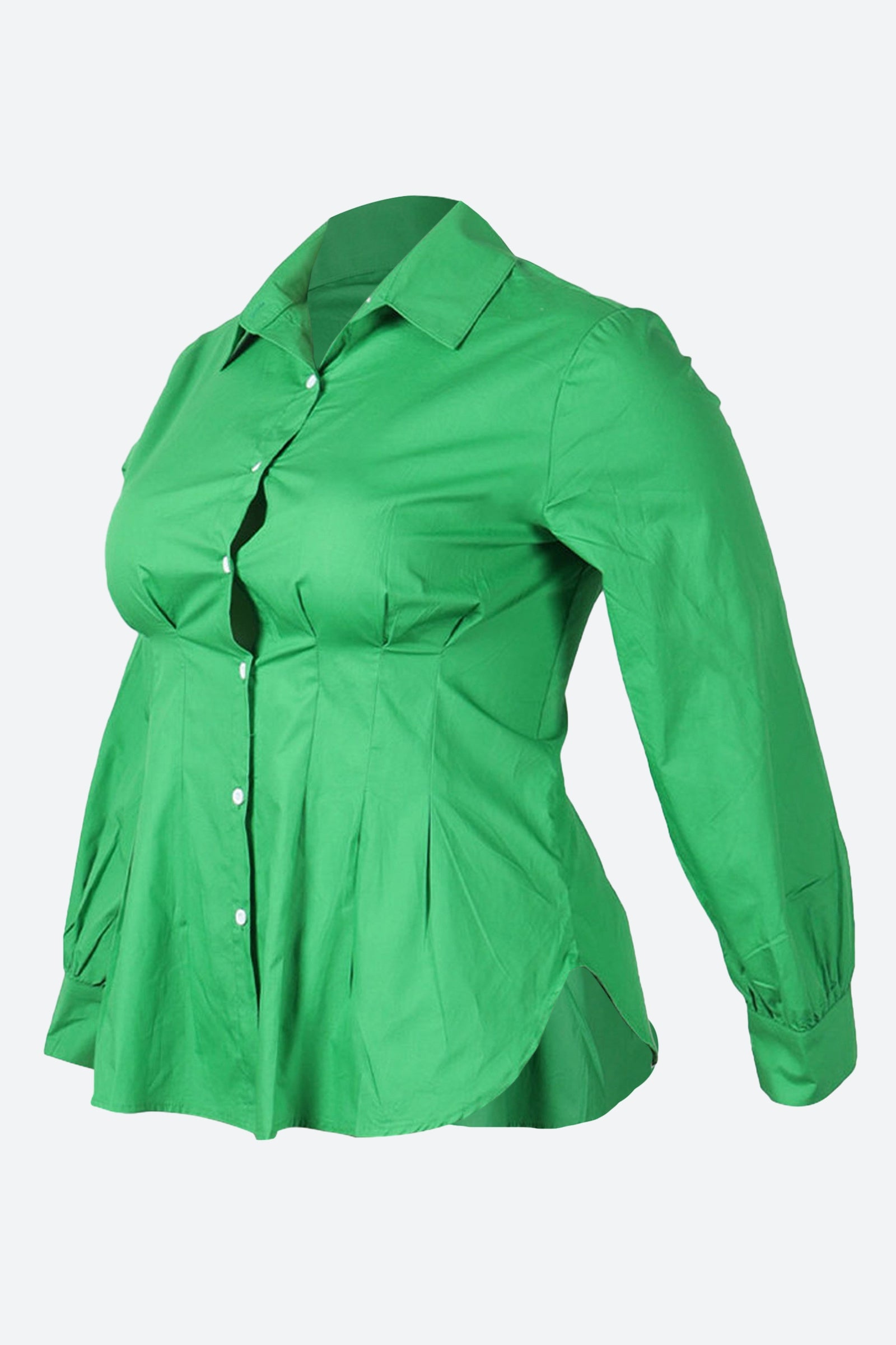 Collar Button Long Sleeve Blouse Lavish Daily