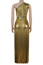 Metallic One-Shoulder Maxi Dress Lavish Daily