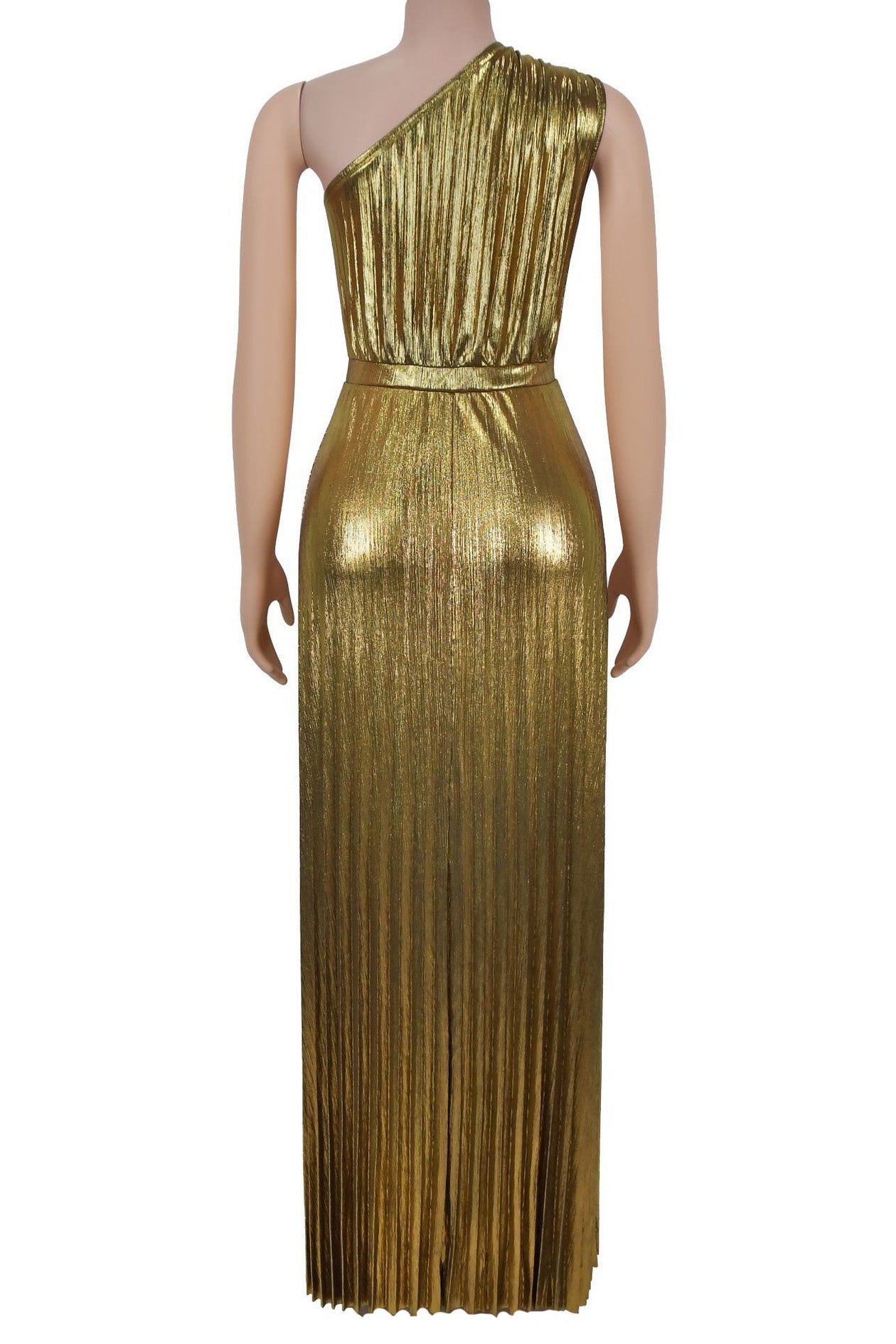 Metallic One-Shoulder Maxi Dress Lavish Daily