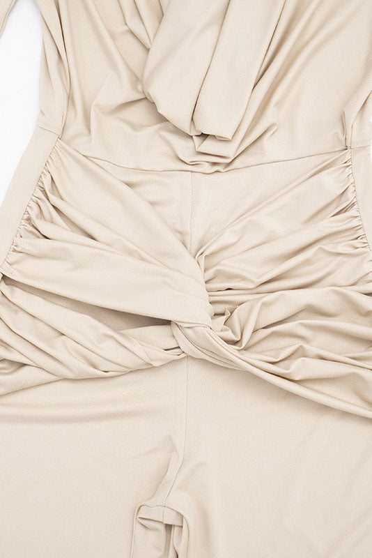 Cowl-Neck Twist-Front Wide-Leg Jumpsuit Lavish Daily