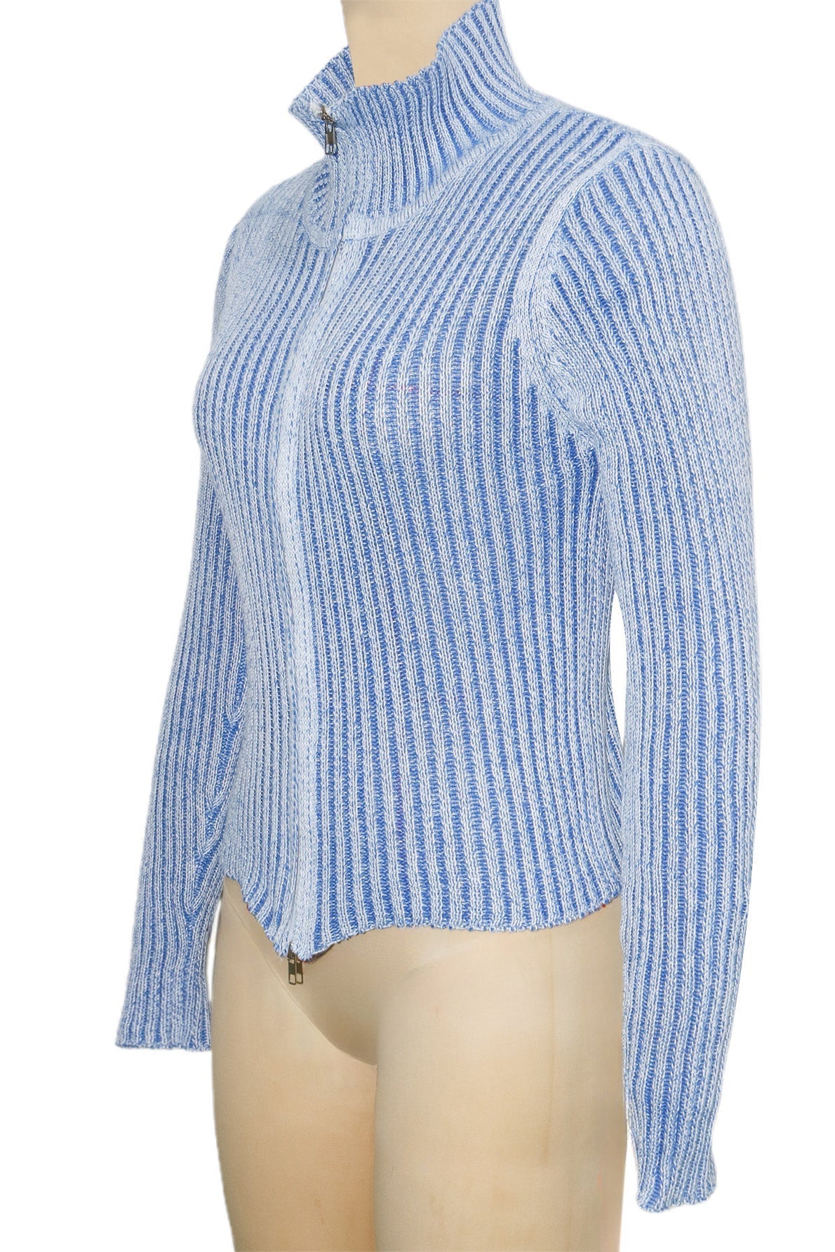 Knitted Zip-Up Fitted Cardigan Lavish Daily