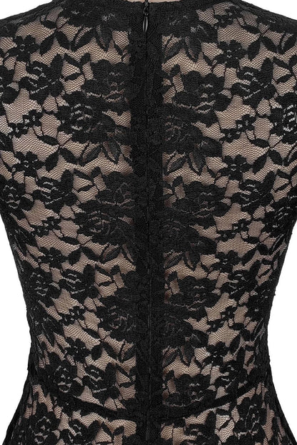 Sheer Lace Long-Sleeve Cutout Jumpsuit Lavish Daily