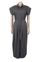 Lapel Sleeveless Buttoned Cargo Jumpsuit Lavish Daily