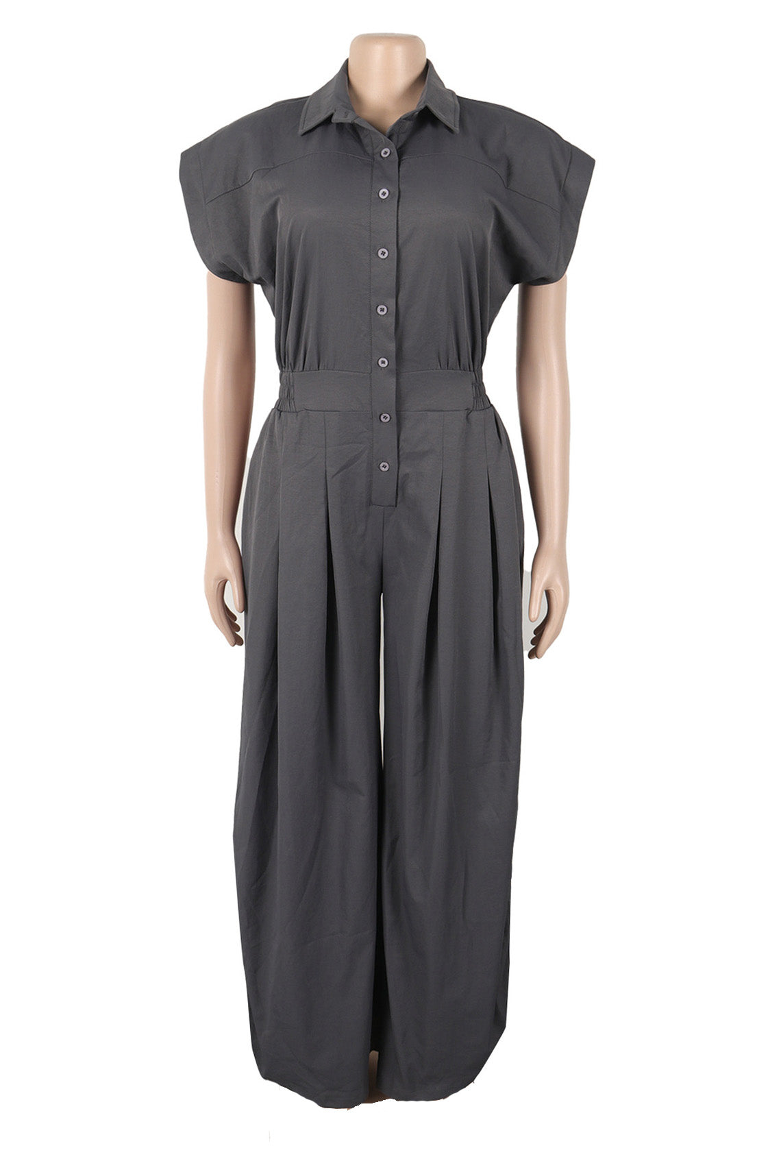 Lapel Sleeveless Buttoned Cargo Jumpsuit Lavish Daily