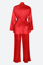 V Neck Long Sleeve Tops Wide Leg Pants Set Lavish Daily