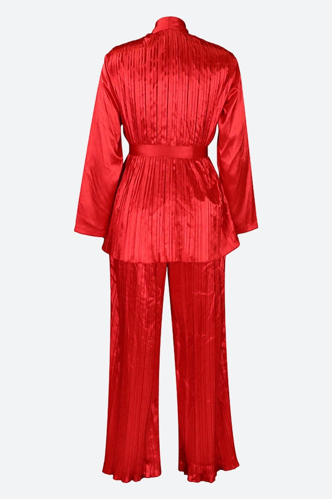 V Neck Long Sleeve Tops Wide Leg Pants Set Lavish Daily