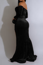 Elegant Off-Shoulder Velvet Dress Lavish Daily