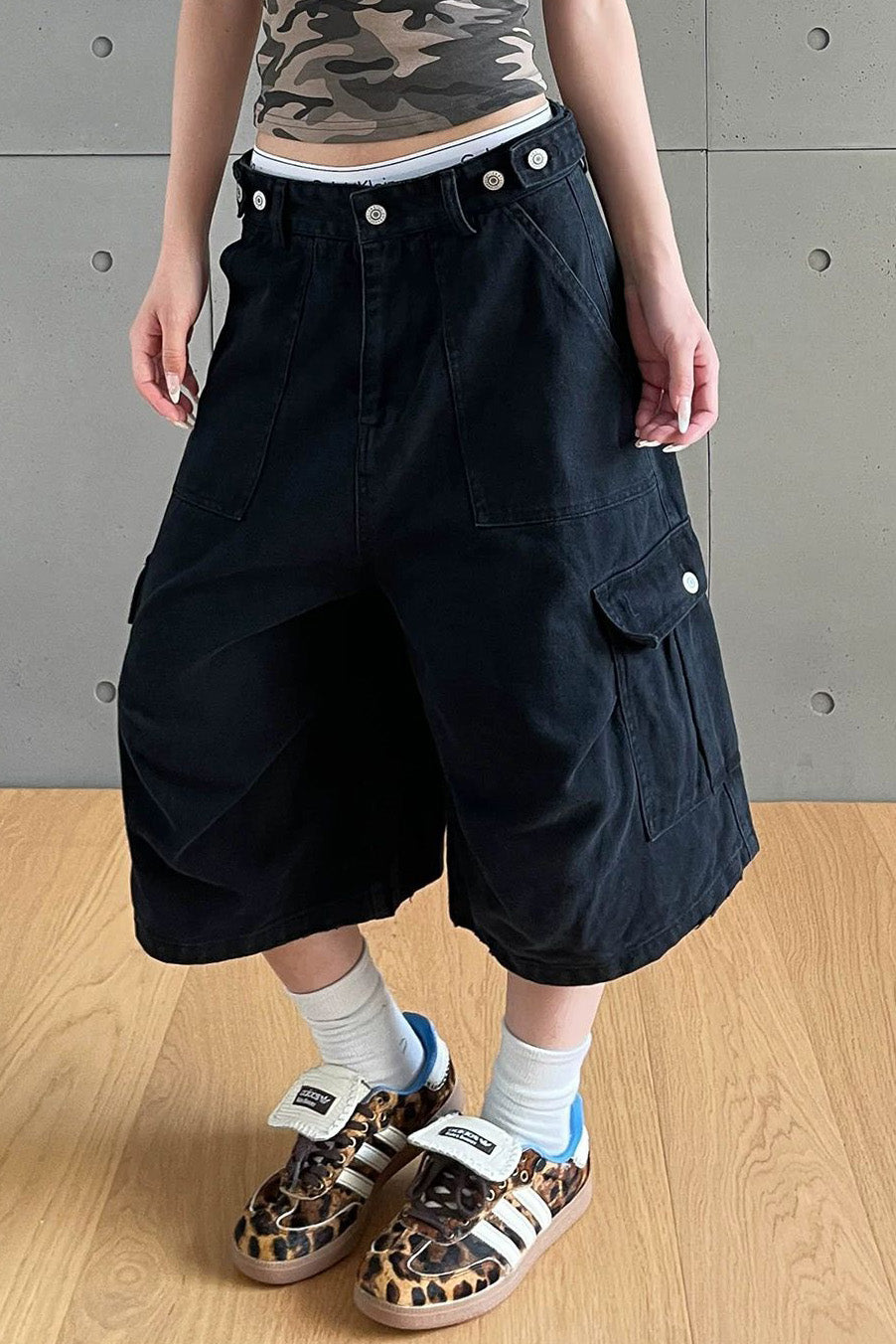Baggy Cargo Capri Jeans with Utility Pockets Lavish Daily