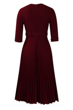 Pleated A-Line Blazer Midi Dress with Belt Lavish Daily