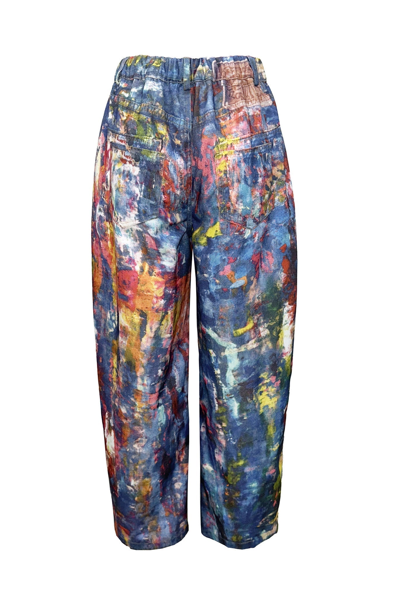 3D Print Denim Leather Wide-Leg Dopamine Pants Lavish Daily