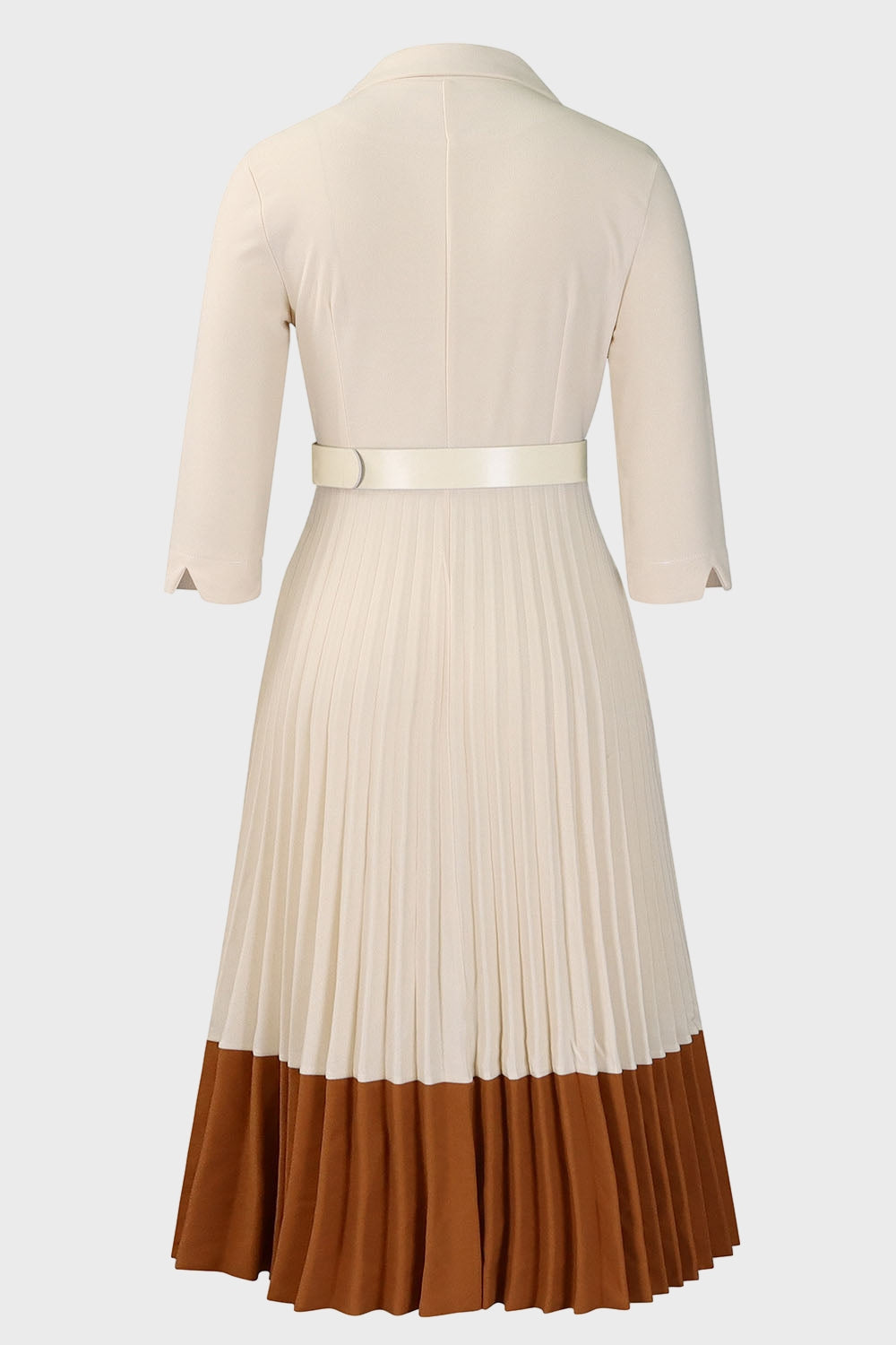Two-Tone Belted Pleated Dress Lavish Daily