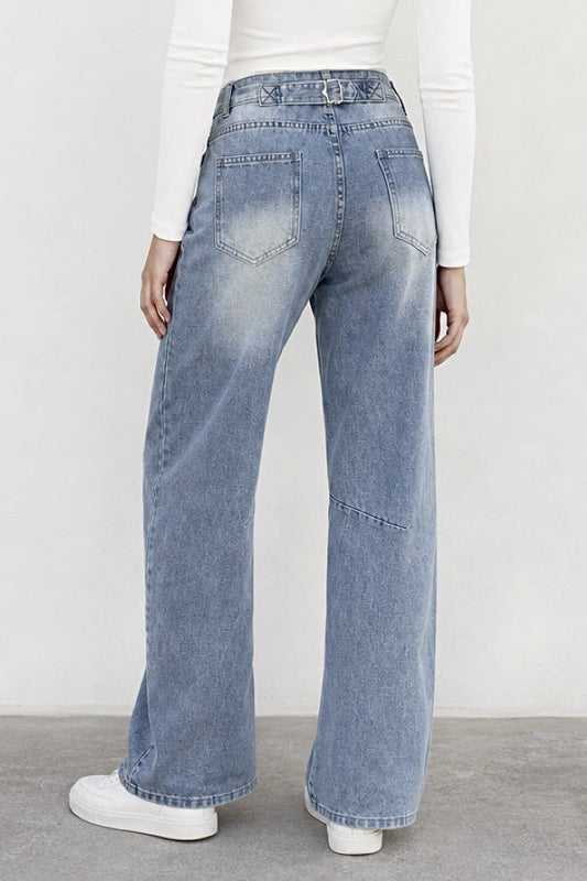 Non-Stretch Paneled Straight Leg Jeans Lavish Daily