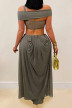 Off-Shoulder Cutout Maxi Dress Lavish Daily